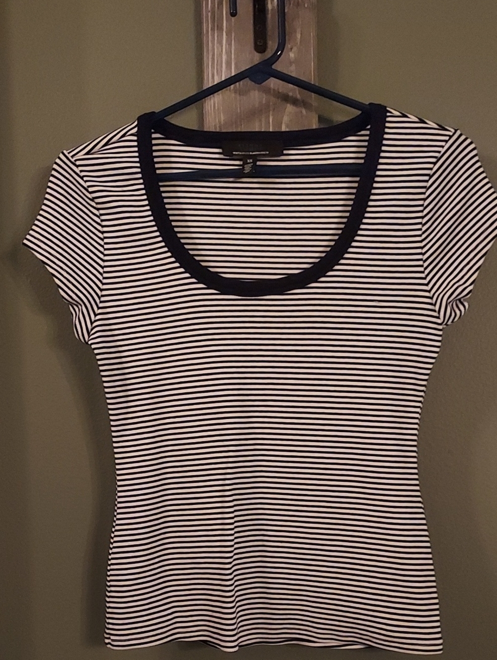 White House Black Market - Black & White Narrow Striped Scoop Tee